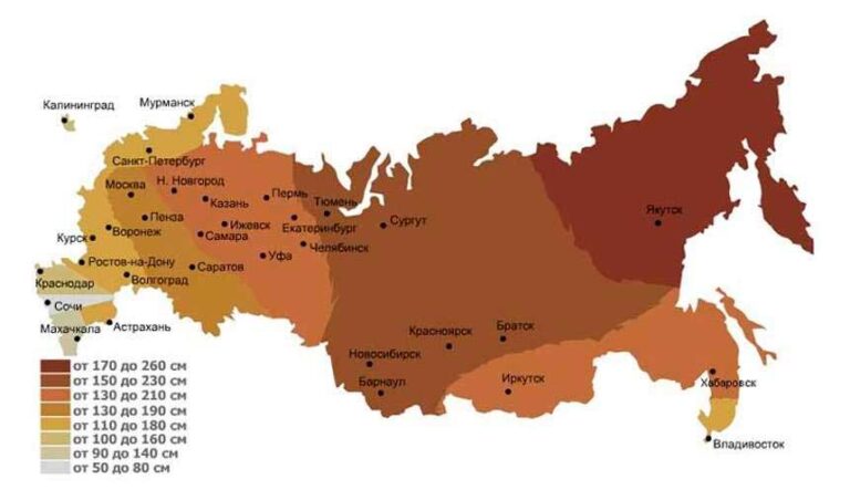 Карта промерзания грунтов россии снип